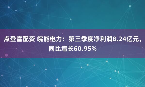 点登富配资 皖能电力：第三季度净利润8.24亿元，同比增长60.95%
